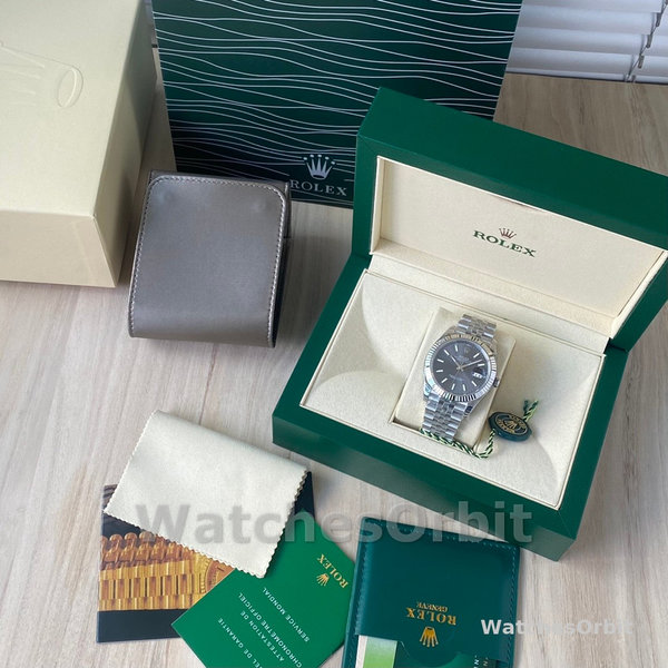 Replica Rolex Datejust-126334 0014, 41 mm, quadrante grigio rodio scuro, Uomo