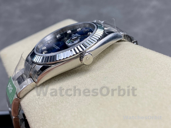 Replica Rolex Datejust 41mm Heren-126334 0015 Geribbelde lunette-Blauwe Diamanten Wijzerplaat
