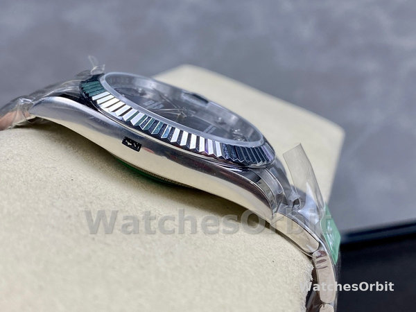 Replica Rolex Datejust 41mm Heren-126334 0015 Geribbelde lunette-Blauwe Diamanten Wijzerplaat