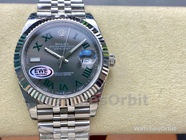 Replica Rolex Datejust 36-126231 0030 voor heren, Leisteen wijzerplaat, Oyster armband, Grijs