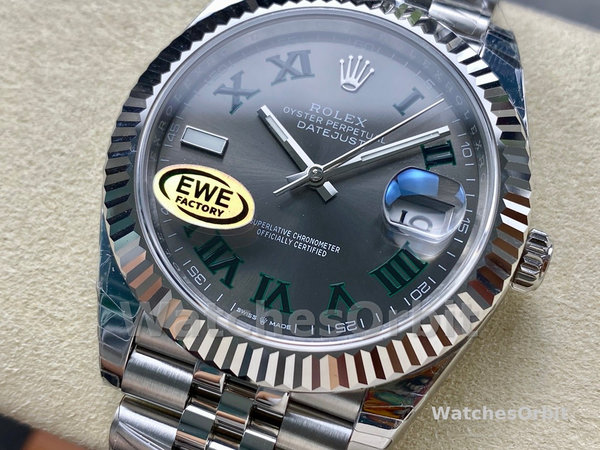 Replica Rolex Datejust 36-126231 0030 voor heren, Leisteen wijzerplaat, Oyster armband, Grijs