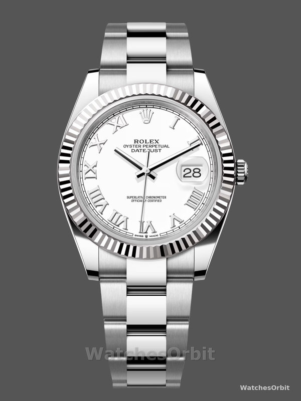 Rolex Datejust 126334 0023 Fluted Bezel White Roman Numeral Dial 41MM Herren Replica Watch