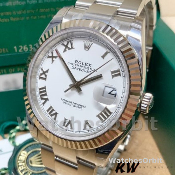 Replica Rolex Datejust 41mm Heren-126334 0023-Gegolfde ring-Witte Romeinse cijfers Wijzerplaat Wit
