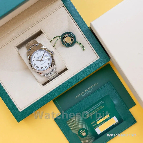 Replica Rolex Datejust 41mm Heren-126334 0023-Gegolfde ring-Witte Romeinse cijfers Wijzerplaat Wit
