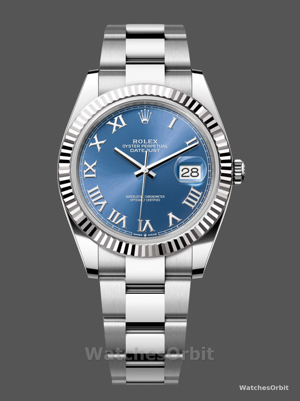 Rolex Datejust 126334 0025 Fluted Bezel Blue Roman Numeral Dial 41MM Mens Replica Watch