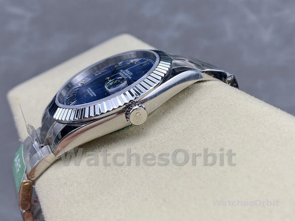 Replica Rolex Datejust 41mm Heren-126334 0025-Gegolfde ring-Blauw Romeinse cijfers Wijzerplaat Blauw