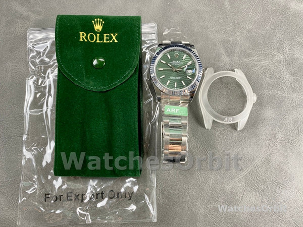 Replica Rolex Datejust 41mm Heren-126334 0029-Gegolfde ring-Groene wijzerplaat met motief Groen