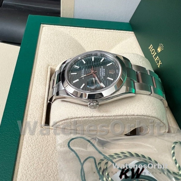 Replica Rolex Datejust 41mm Heren-126334 0029-Gegolfde ring-Groene wijzerplaat met motief Groen