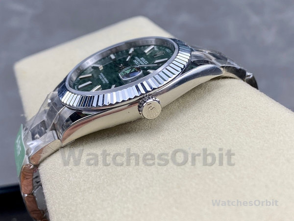 Replica Rolex Datejust 41mm Heren-126334 0029-Gegolfde ring-Groene wijzerplaat met motief Groen
