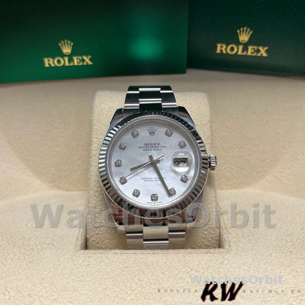 Replica Rolex Datejust 126334 Fluted Bezel White MOP Dial 41MM Herren Replica Uhr Hochwertige Herren Replica Uhr online kaufen