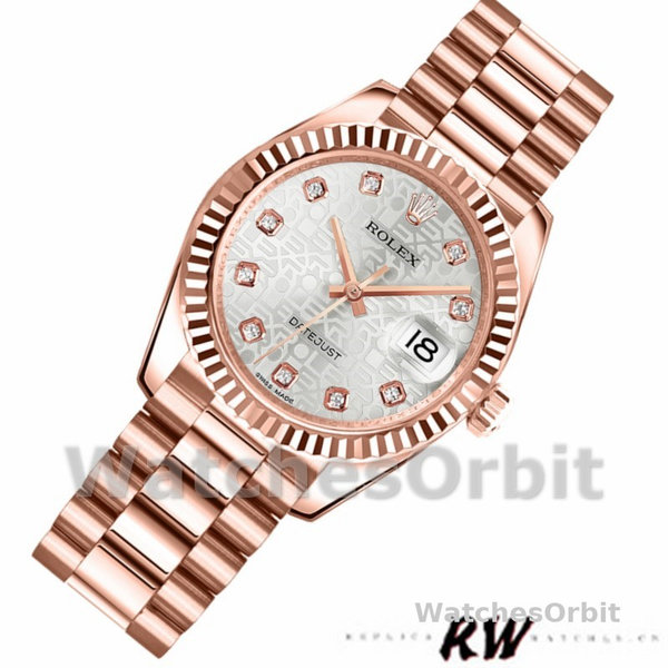 Women's Rolex Datejust-178275, 31mm, Everose Gold Jubile Silver Dial, Lady Silver