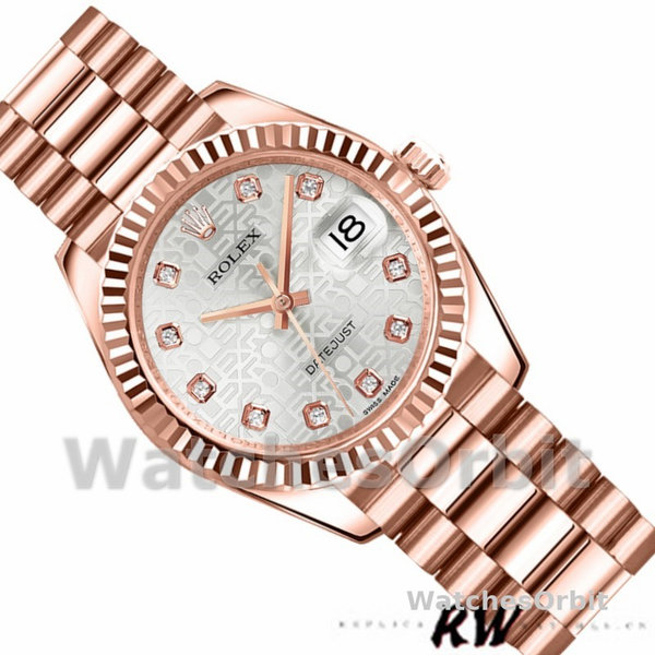 Womens Rolex Datejust-178275, 31mm, Everose Gold Jubile Silver Dial, Lady Silver Replica Image