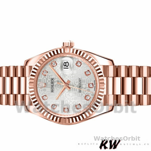 Womens Rolex Datejust-178275, 31mm, Everose Gold Jubile Silver Dial, Lady Silver Replica Image