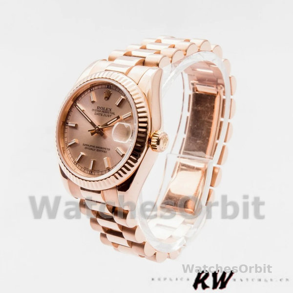 Replique Femmes Rolex Datejust 31mm Femmes-178275-Cadran index rose-Or rose