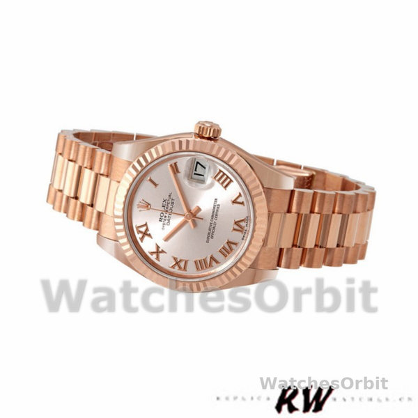 Replique Femmes Rolex Datejust 31mm Femmes-178275-Pink Roman Dial-Rose Gold Pink