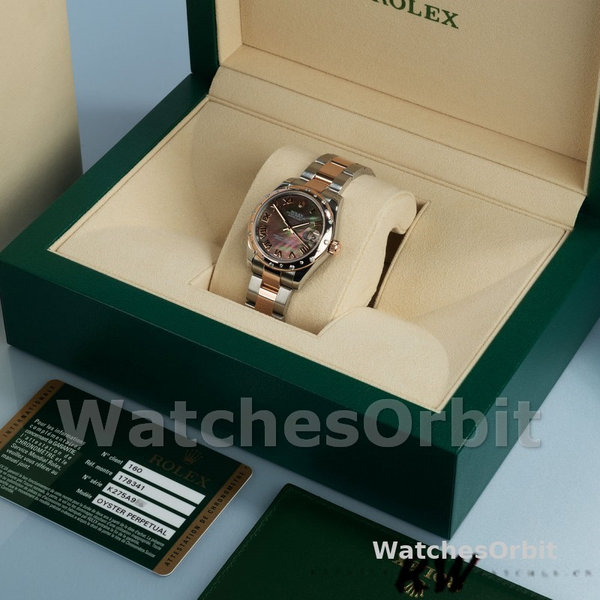 Replica Rolex Datejust 31mm dames-178341-zwarte parelmoer wijzerplaat MOP