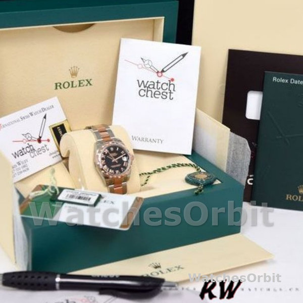 Replica Rolex Datejust 31mm Dames-178341-Zwarte Romeinse cijfers Wijzerplaat Zwart
