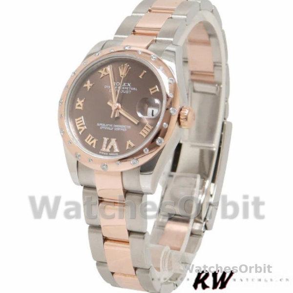Replica Dames Rolex Datejust-178341, 31mm, Chocolade Bruin Romeinse Cijfer Wijzerplaat