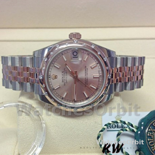 Replica Rolex Datejust 31mm voor dames-178341-Pink Baton Dial-Everose Gold Pink