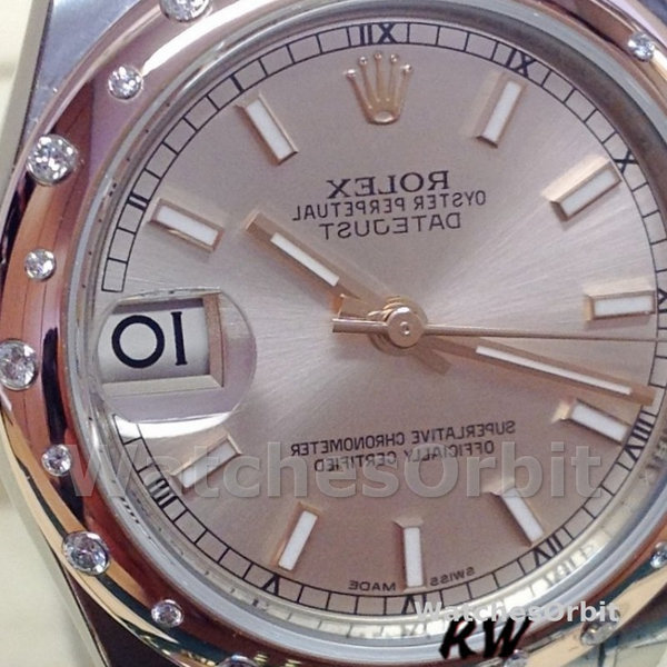 Replica Rolex Datejust 31mm voor dames-178341-Pink Baton Dial-Everose Gold Pink
