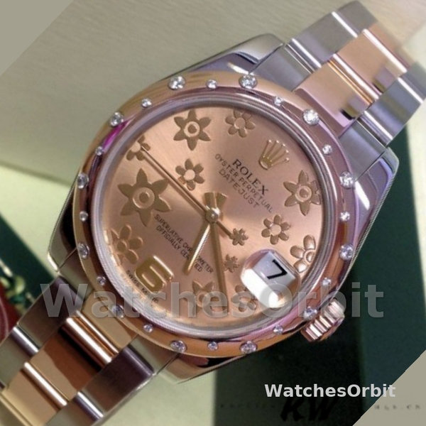 Replica Rolex Datejust 31mm voor dames-178341-roze gebloemde wijzerplaat-roze goud