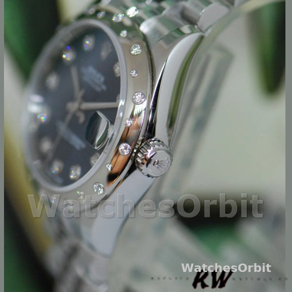 Replica Rolex Datejust 31mm voor dames-178344-Blauwe diamanten wijzerplaat-Jubileum armband blauw