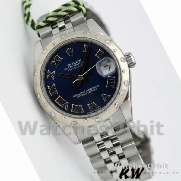 Replica Rolex Datejust 31mm voor dames-178344-Blauwe Romeinse wijzerplaat-Jubileum armband blauw