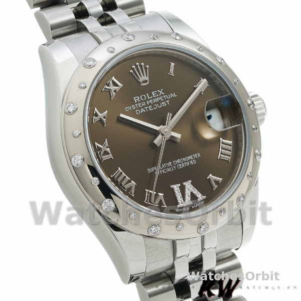Replica Rolex Datejust 31mm voor dames-178344-Bronzen wijzerplaat-VI Diamanten Brons