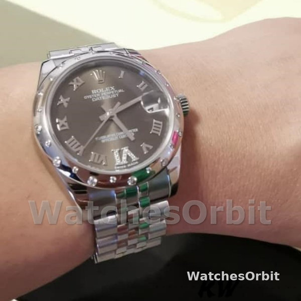 Replica Rolex Datejust 31mm voor dames-178344-Bronzen wijzerplaat-VI Diamanten Brons