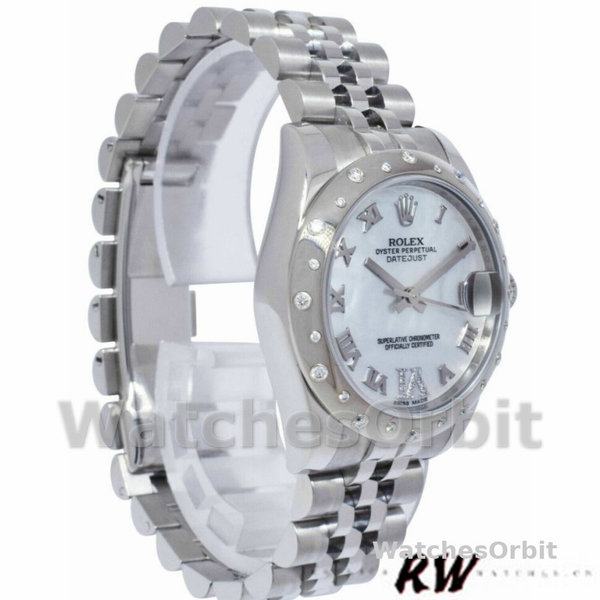 Replica Rolex Datejust 31mm voor dames-178344-Witte parelmoer met diamant wijzerplaat MOP