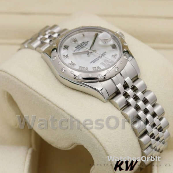 Replica Rolex Datejust 31mm voor dames-178344-Witte parelmoer met diamant wijzerplaat MOP