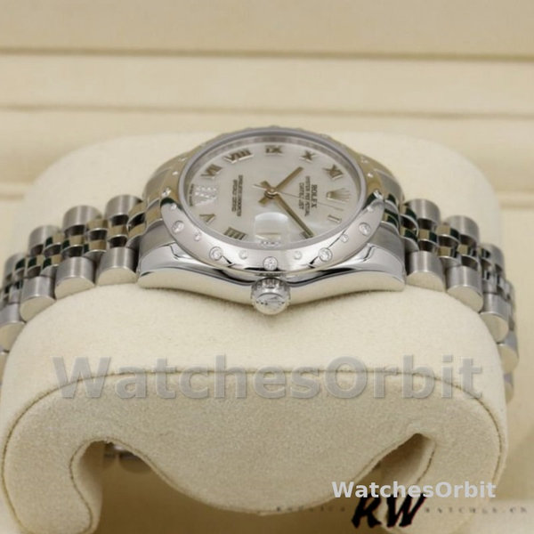 Replica Rolex Datejust 31mm voor dames-178344-Witte parelmoer met diamant wijzerplaat MOP