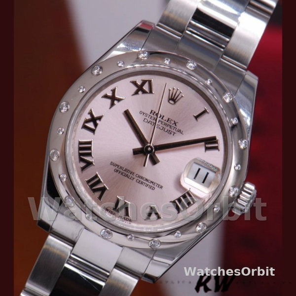Replica Rolex Datejust 31mm voor dames-178344-Roze Romeinse wijzerplaat