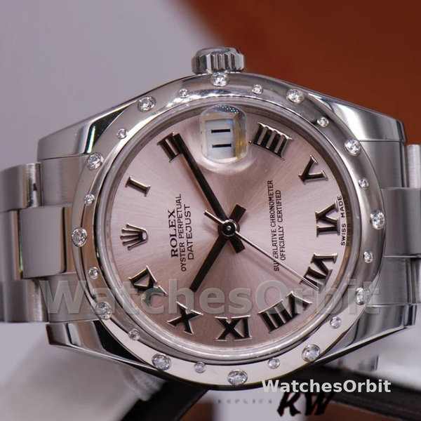 Replica Rolex Datejust 31mm voor dames-178344-Roze Romeinse wijzerplaat
