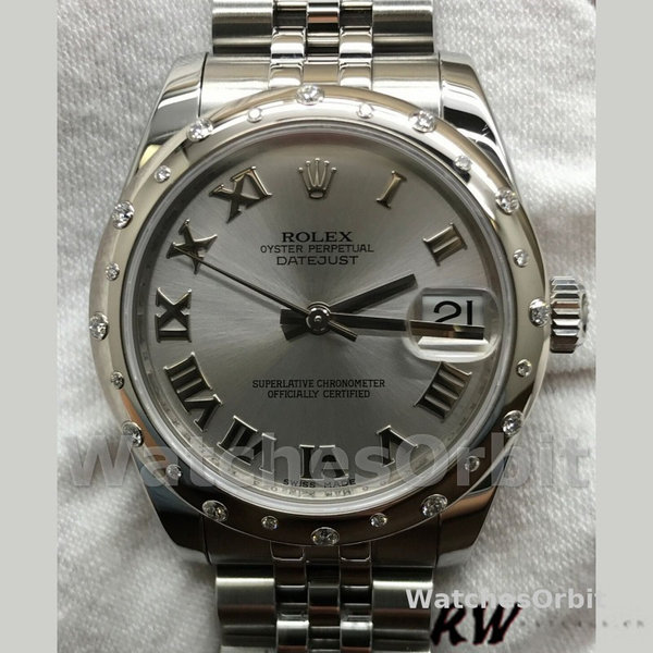 Replica Rolex Datejust 31mm Dames-178344-Rhodium Grijze Wijzerplaat-Jubileum Armband Grijs