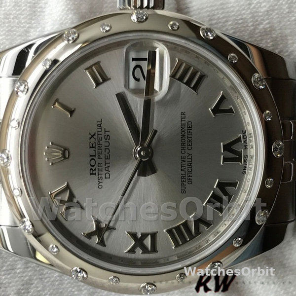 Replica Rolex Datejust 31mm Dames-178344-Rhodium Grijze Wijzerplaat-Jubileum Armband Grijs