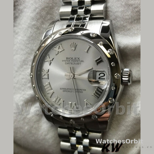 Replica Rolex Datejust 31mm Dames-178344-Rhodium Grijze Wijzerplaat-Jubileum Armband Grijs