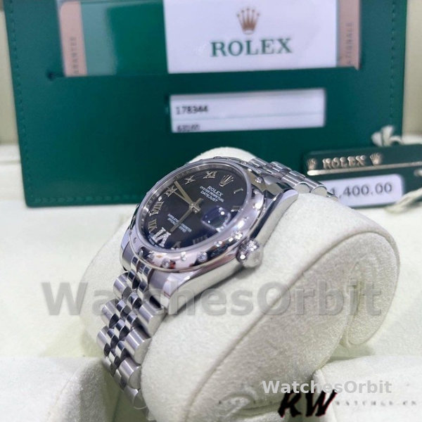 Replica Rolex Datejust 31mm voor dames-178344-Blauwe wijzerplaat Diamanten-Roestvrij Staal Blauw