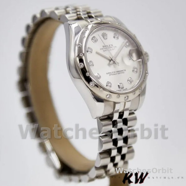 Replica Rolex Datejust 31mm voor dames-178344-Zilver Diamond Dial-Roestvrij Staal Zilver<br />