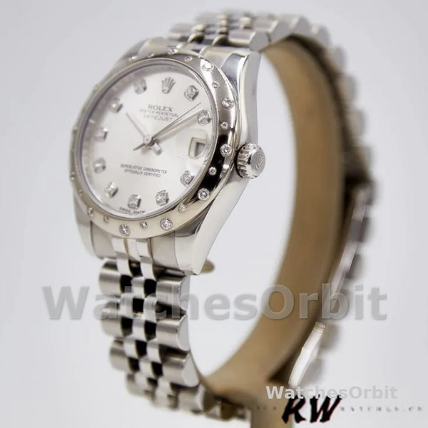 Replica Rolex Datejust 31mm voor dames-178344-Zilver Diamond Dial-Roestvrij Staal Zilver<br />