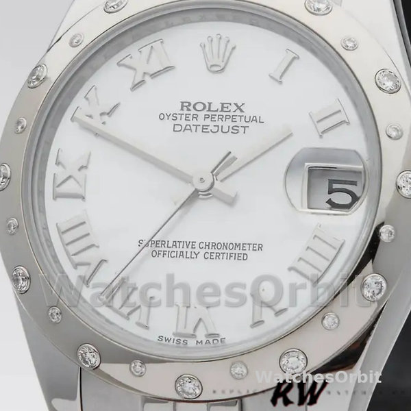 Replica Rolex Datejust 31mm voor dames-178344-Witte Romeinse cijfers Wijzerplaat-Roestvrij Staal Wit