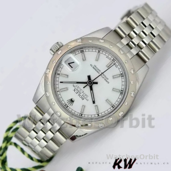 Replica Rolex Datejust 31mm voor dames-178344-Witte wijzerplaat-Roestvrij staal Wit