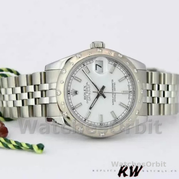 Replica Rolex Datejust 31mm voor dames-178344-Witte wijzerplaat-Roestvrij staal Wit