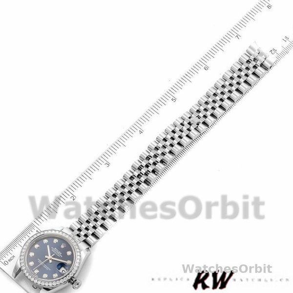 Replica Rolex Datejust 31mm voor dames-178384-Blauwe wijzerplaat-diamanten ring blauw