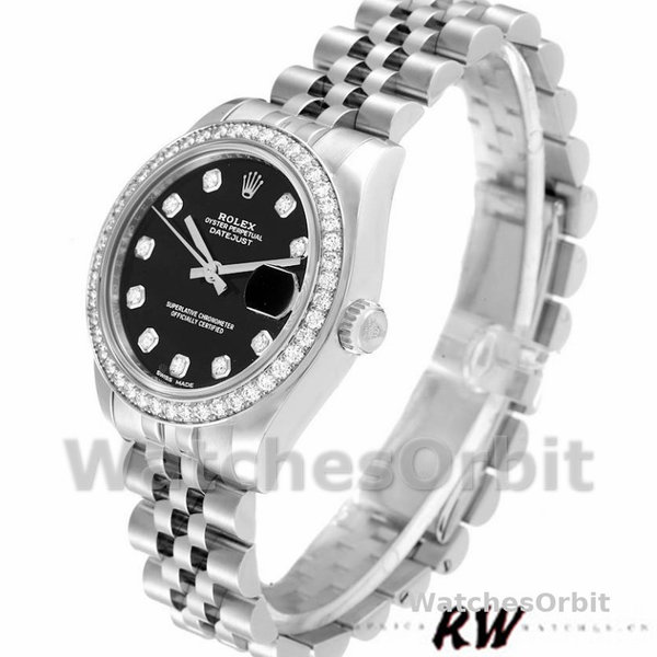 Replica Rolex Datejust 31mm voor dames-178384-zwarte diamanten wijzerplaat-diamanten ring zwart<br />