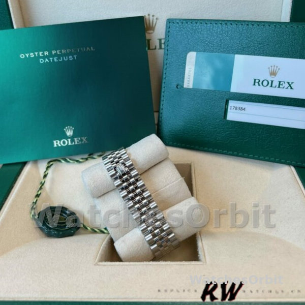 Womens Rolex Datejust-178384, 31mm, Silver Diamonds Dial, Diamond Bezel, Lady Silver Replica Image