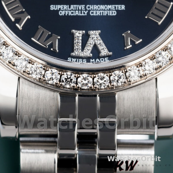 Replique Rolex Datejust 31mm Femme-178384-Cadran bleu à diamants-acier inoxydable Bleu