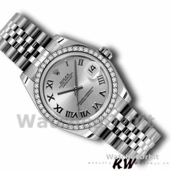 Womens Rolex Datejust 31mm Womens-178384-Silver Roman Dial-Stainless Steel Silver<br /> Replica Image