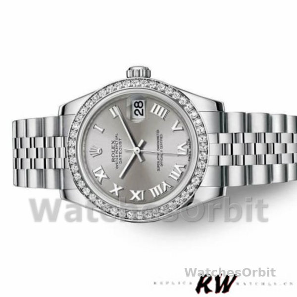 Womens Rolex Datejust 31mm Womens-178384-Silver Roman Dial-Stainless Steel Silver<br /> Replica Image