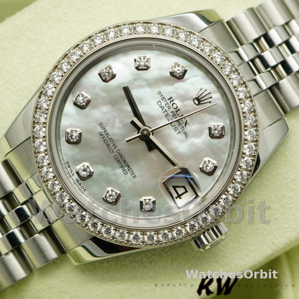 Replica Rolex Datejust 31mm Dames-178384-Witte Parelmoer-Ruiten Wijzerplaat MOP